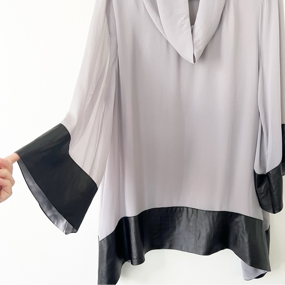 Zoi Flowy Blouse Grey Black faux leather XL - Picture 3 of 8